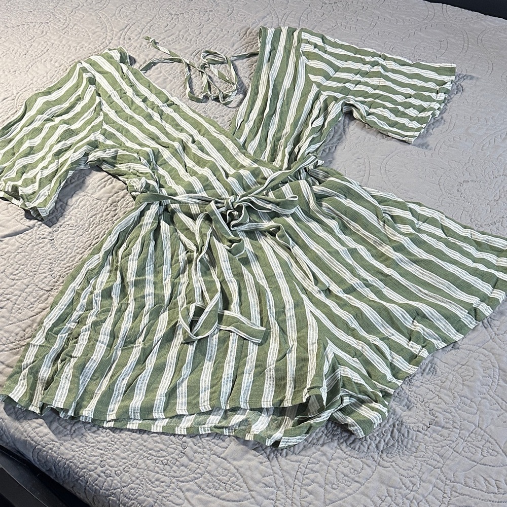 Trixxi Green and White Striped Women Shorts